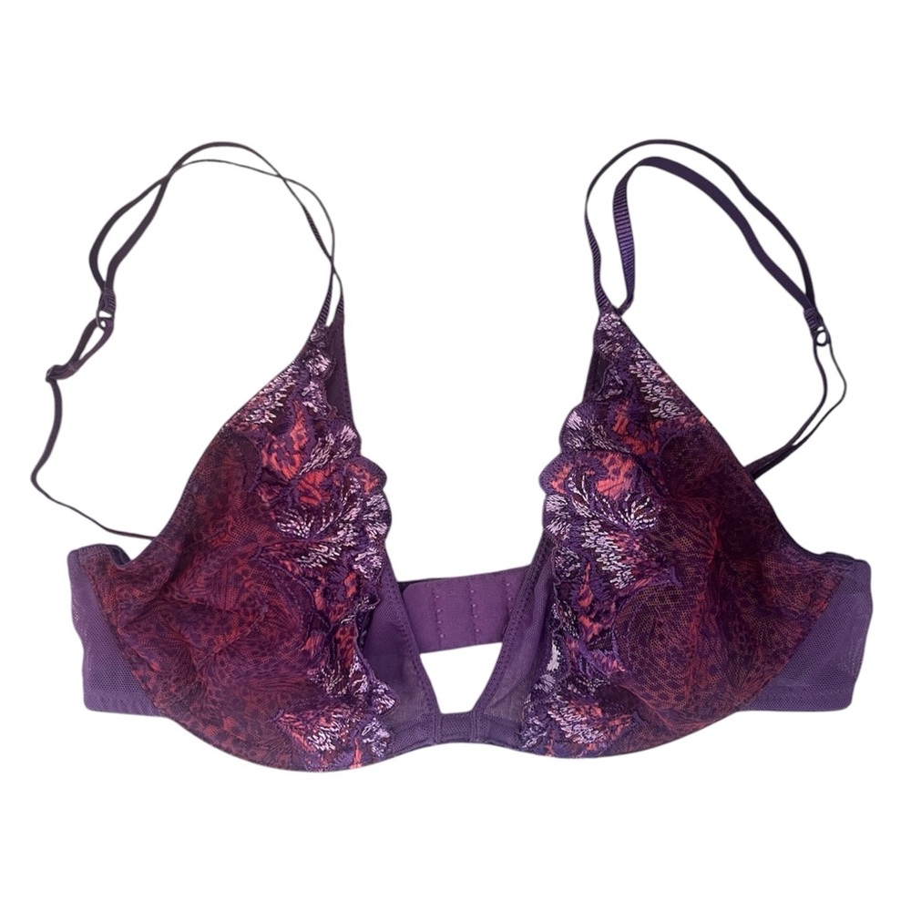 Free People Intimately Free Lace & Mesh Underwire Purple Bra Size 34C #OB671935